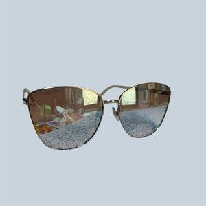 Cat Eye Mirrored Sunglasses Gold Frame